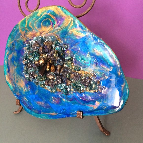Resin Geode Style Art on Solid Wood panel direct from Artist - Picture 1 of 3